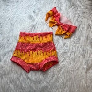 6-12 Ice cream sprinkle drip Bummie and headband